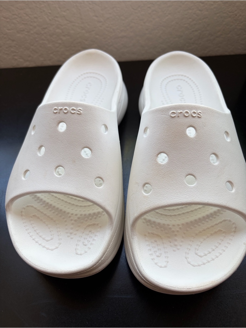 CROCS White cute  Slide Sandals with Vent Holes 7